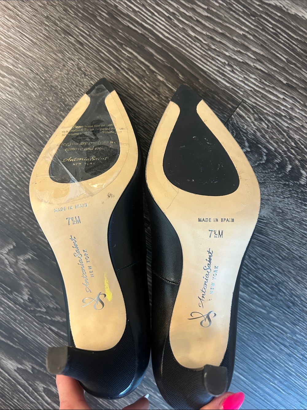ANTONIA SAINT New York Pointed-Toe Black Ankle-Strap Heels size 7.5M - Picture 5 of 7